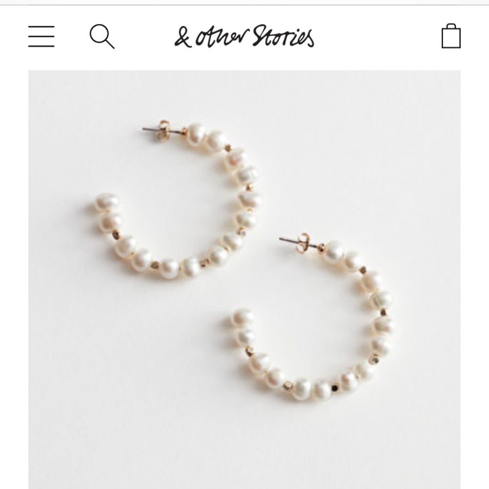 NWT & Other Stories pearl hoop earrings